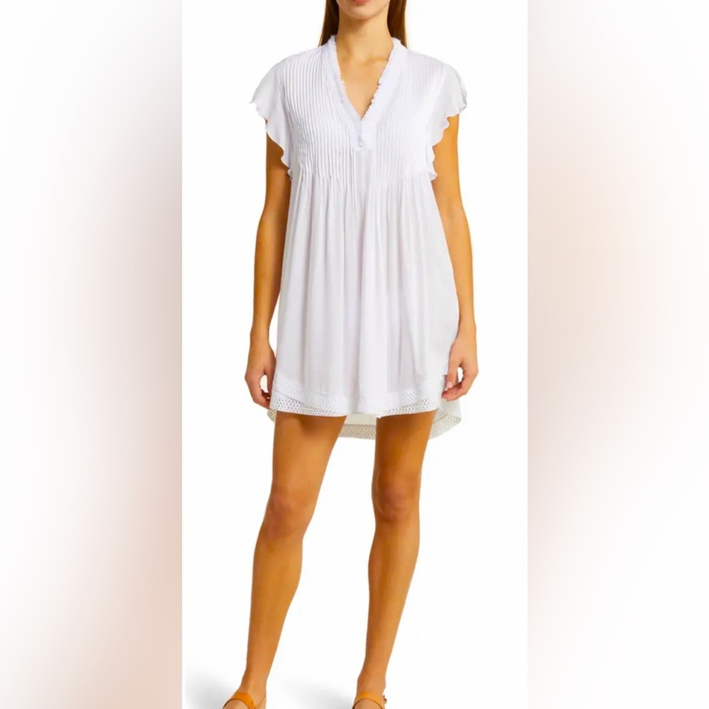 Poupette St Barth Sasha Pintuck Pleat Cover-Up Minidress